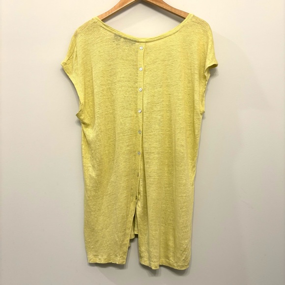 Tahari 100% Linen Buttons Back Yellow Coastal Sleeveless Top Tunic Women’s XL‎ - Picture 1 of 8